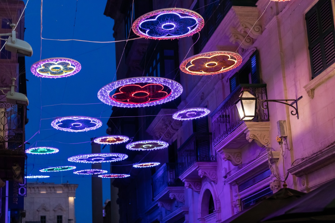 New light and colour installation in Valletta