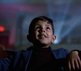 An image portraying a shot from the film Nuovo Cinema Paradiso