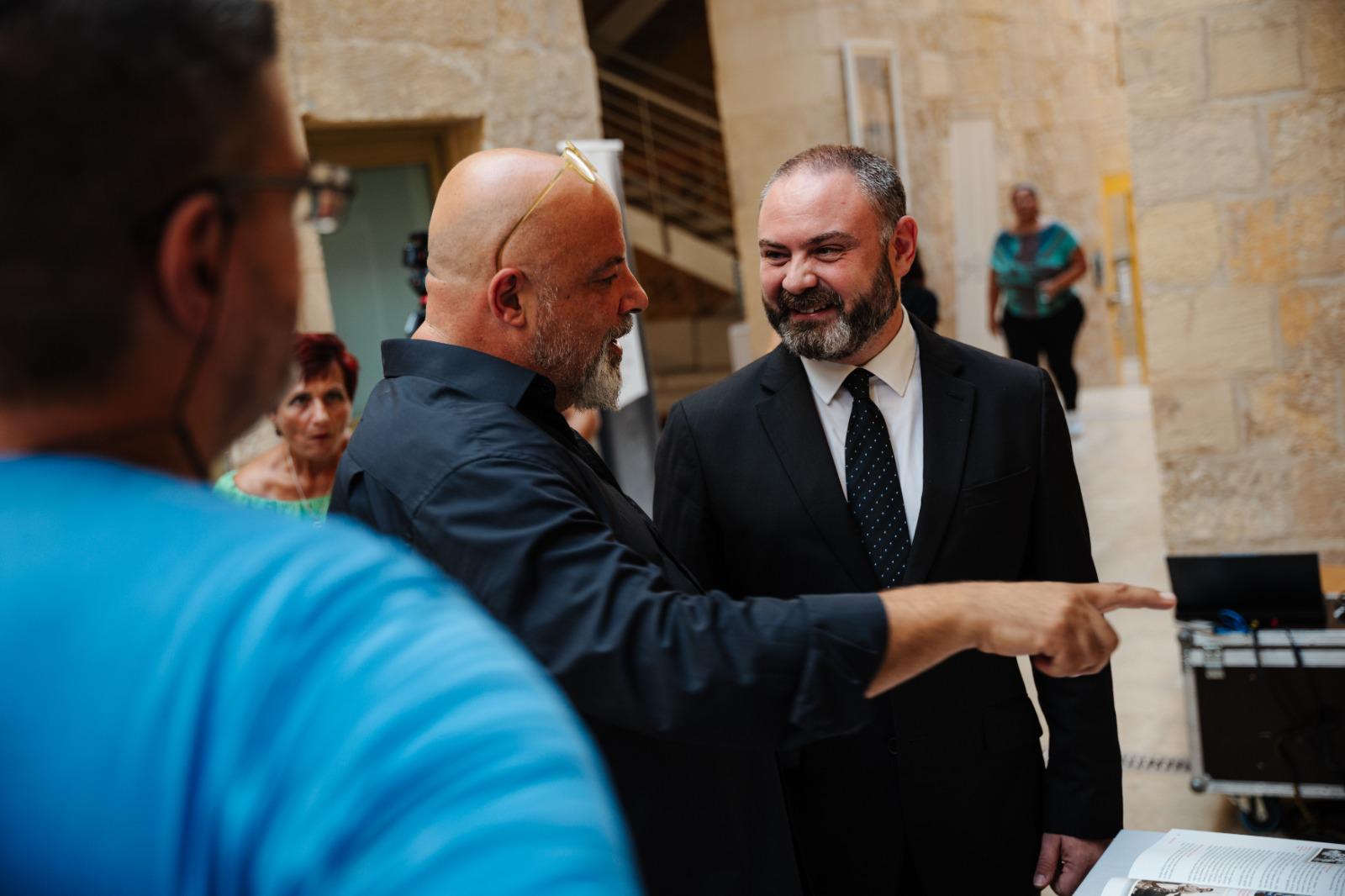 A photo showing Culture Minister Owen Bonnici together with Valletta Local Food Festival Artistic Director Charles Bone