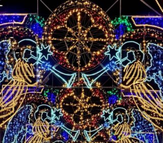 A photo showing details of the Christmas lights in Republic Street, Valletta
