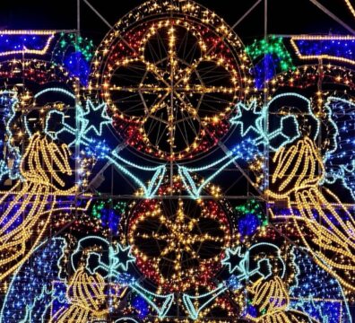 A photo showing details of the Christmas lights in Republic Street, Valletta