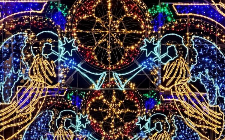 A photo showing details of the Christmas lights in Republic Street, Valletta