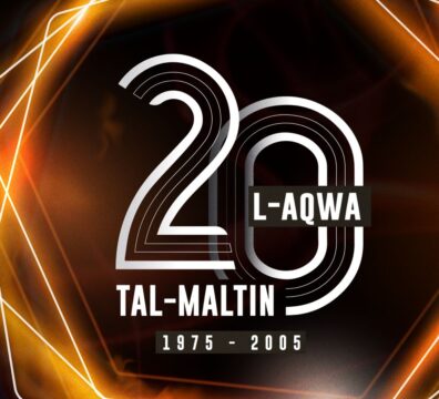 A black and amber image showing the text L-AQWA GĦOXRIN TAL-MALTIN (1975-2005)