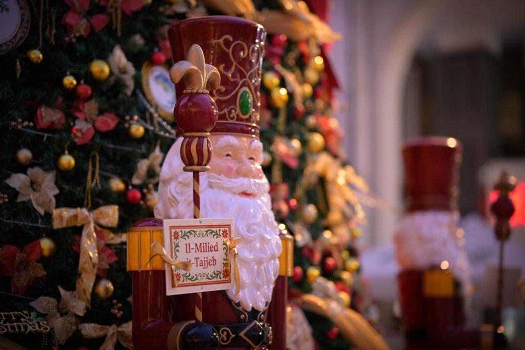 A photo showing one of the nutcrackers decorating Valletta's Christmas Tree in Great Siege Square