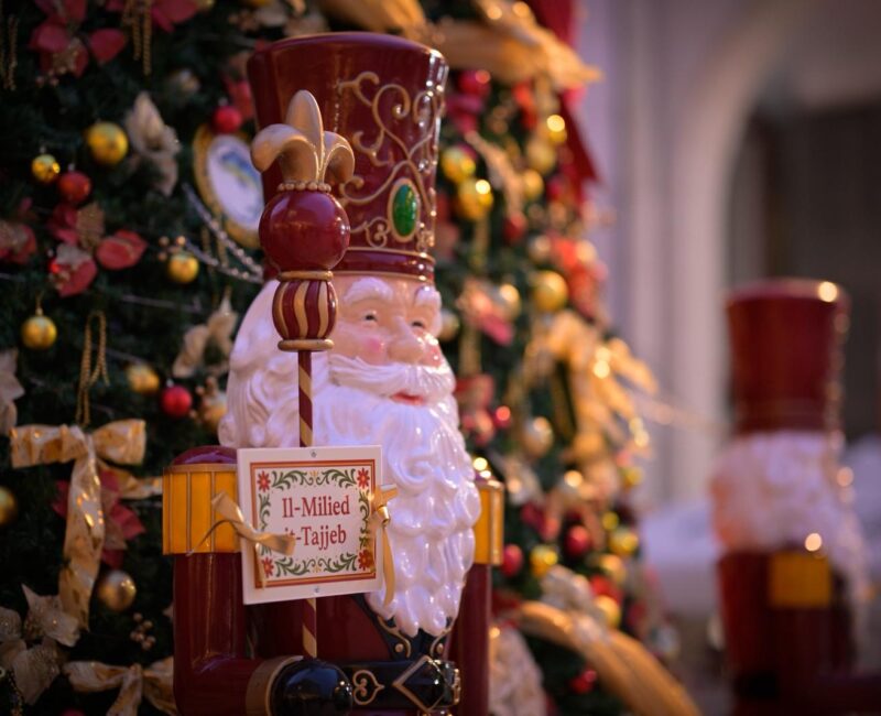 A photo showing one of the nutcrackers decorating Valletta's Christmas Tree in Great Siege Square