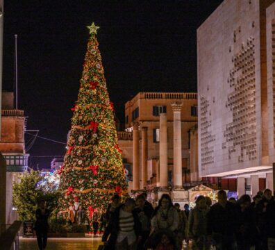 A photo showing the iconic Christmastree in Valletta