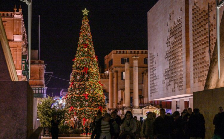 A photo showing the iconic Christmastree in Valletta