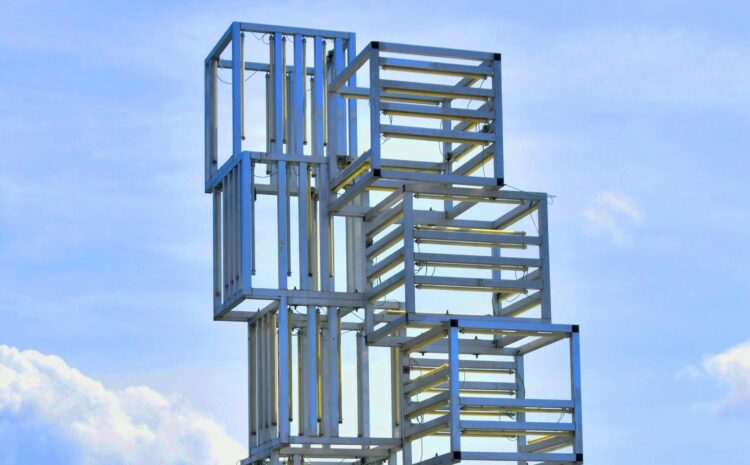 A detail from a geommetrical public artwork